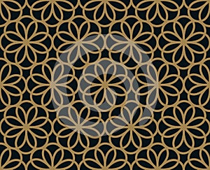 Vector modern geometric tiles pattern. golden lined shape. Abstract art deco seamless luxury background