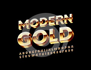 Vector Modern Gold Alphabet set. 3D Luxury Font