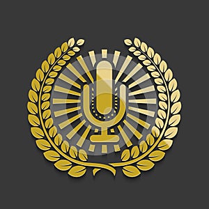 Vector modern golden microphone emblem