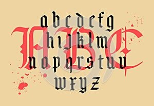 Vector modern gothic alphabet. Vintage font. Gothic Font Hand drawn vector. Typography for labels, headlines, posters