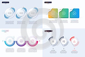 Vector modern infographic templates composed of 3 shapes
