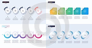 Vector modern infographic templates composed of 5 shapes