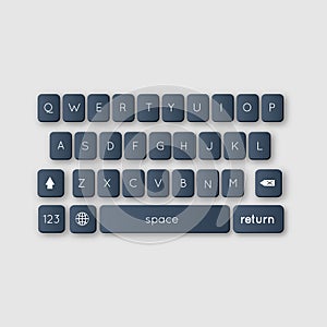 Vector modern keyboard of smartphone, alphabet buttons