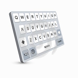 Vector modern keyboard of smartphone, alphabet buttons.