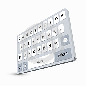 Vector modern keyboard of smartphone, alphabet buttons.