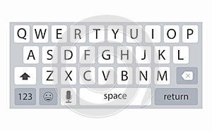 Mobile phone keypad vector mockup. Compact virtual keyboard vector illustration