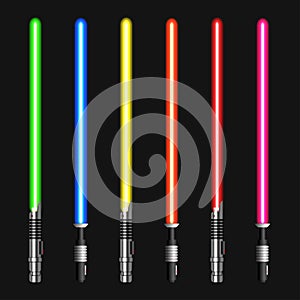 Vector modern light swords on dark background