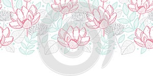 Vector modern line art florals horizontal border