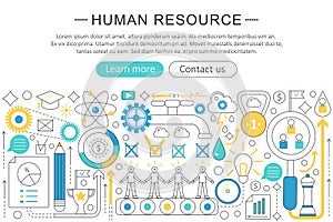 Vector modern line flat design Human resource concept. Human resource icons Website Header, app design poster banner.