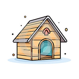 Vector of a modern and minimalist dog house with a door and a window