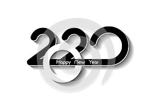 Vector modern minimalistic Happy new year card for 2020 with main big numbers. Logo text design. Cover of business diary for 2020