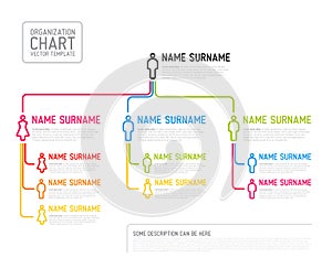 Vector modern organization chart template made from thin lines