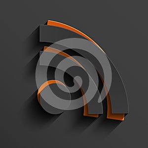 Vector modern RSS feed sign with shadow