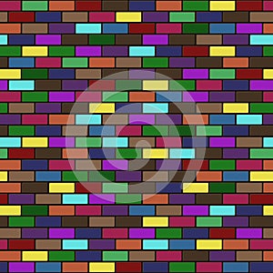 Vector modern seamless colorful brick wall background texture.