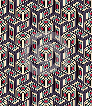 Vector modern seamless colorful geometry cube pattern, color abstract