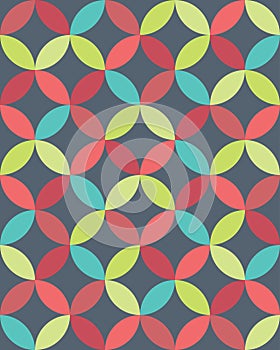 Vector modern seamless colorful geometry overlapping circles pattern, color abstract