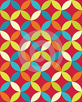 Vector modern seamless colorful geometry overlapping circles pattern, color abstract