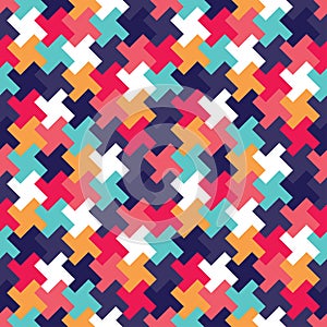 Vector modern seamless colorful geometry puzzle pattern, color abstract