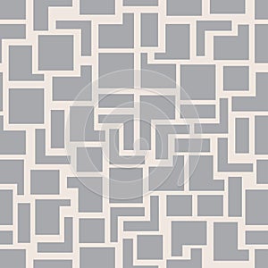 Vector modern seamless geometry pattern squares, grey abstract geometric background, monochrome retro texture