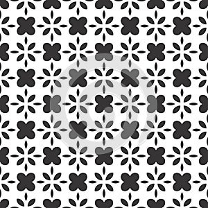 Decorative Seamless Floral Geometric Black & White Pattern Background