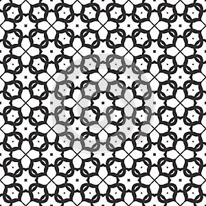 Decorative Seamless Floral Geometric Black & White Pattern Background. Complicated, material.