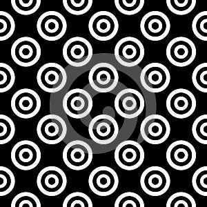 White Polka Dots on Black background, Seamless pattern