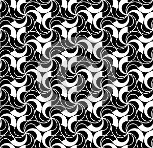 Vector modern seamless geometry pattern twirl, black and white abstract