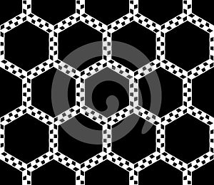 Vector modern seamless sacred geometry pattern, black and white abstract