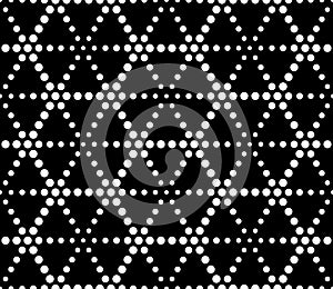 Vector modern seamless sacred geometry pattern dots, black and white abstract
