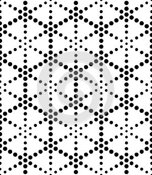 Vector modern seamless sacred geometry pattern dots, black and white abstract