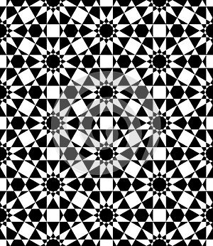 Vector modern seamless sacred geometry pattern floral, black and white abstract
