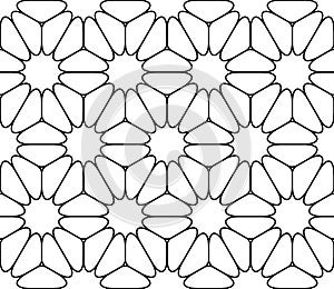 Vector modern seamless sacred geometry pattern floral, black and white abstract