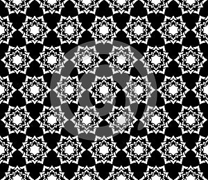 Vector modern seamless sacred geometry pattern floral, black and white abstract