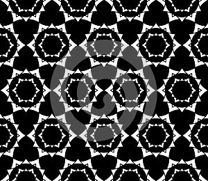 Vector modern seamless sacred geometry pattern floral, black and white abstract