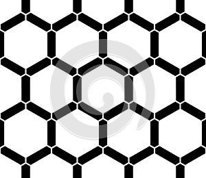 Vector modern seamless sacred geometry pattern honeycomb, black and white abstract