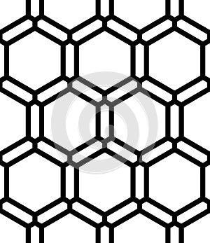 Vector modern seamless sacred geometry pattern honeycomb, black and white abstract