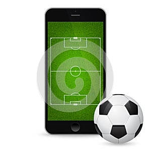 Vector modern smartphone with a soccer ball