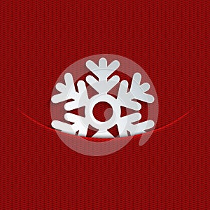 Vector modern snowflakes on red knitted