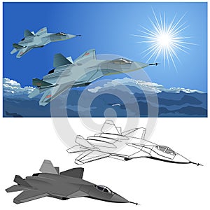 Vector modern stealth fighter photo