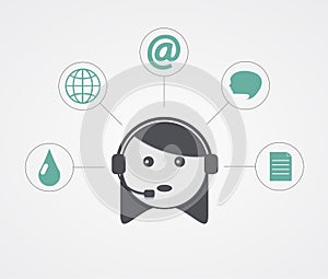 Vector modern support woman with sample icon on