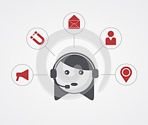Vector modern support woman with sample icon on