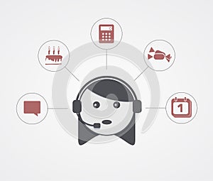Vector modern support woman with sample icon on