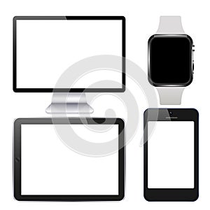 Vector modern technology gadget set on white