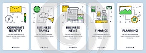 Vector modern thin line business concept web banner set