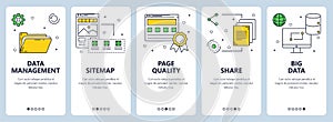 Vector modern thin line data management concept web banner set