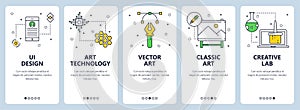 Vector modern thin line ui design vertical web banner set