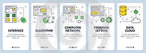 Vector modern thin line user interface vertical web banner set