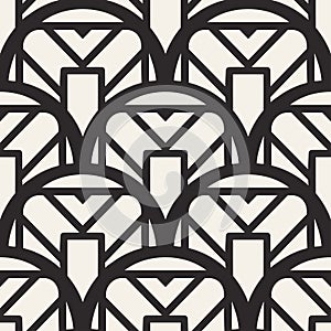 Vector modern tiles pattern. Abstract art deco seamless monochrome background or wallpaper