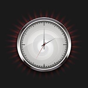 Vector modern watch icon with rays on black background