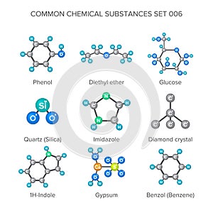 Vector molecular structures of chemical substances isolated on white